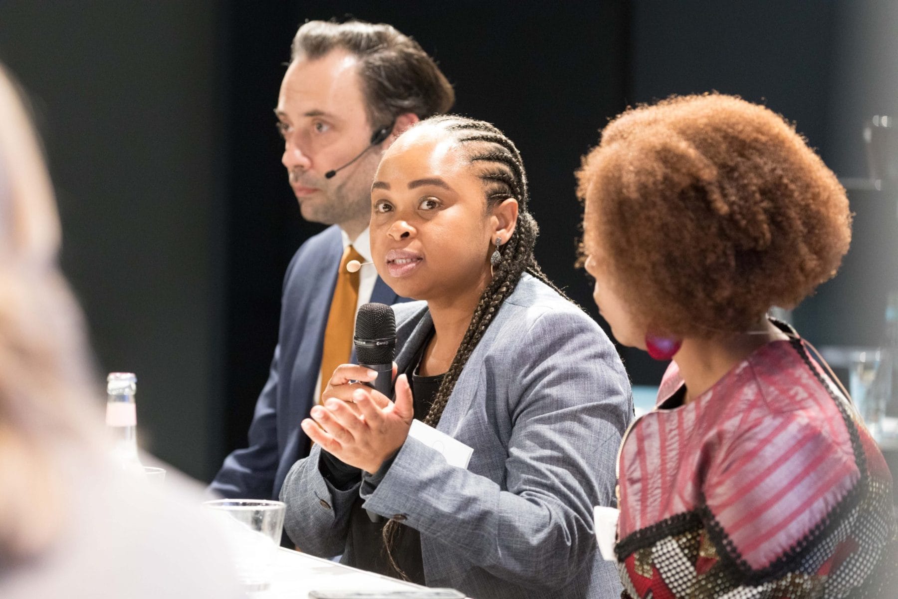 Benjamin Knödler, Leago Takalani, and Pauline Koelbl at Salon "No Women - No Future"